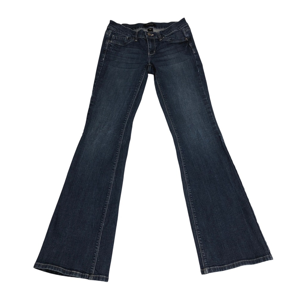 White House Black Market Noir Flare Leg Jeans Dark Wash Blue Size 4R 28x31
